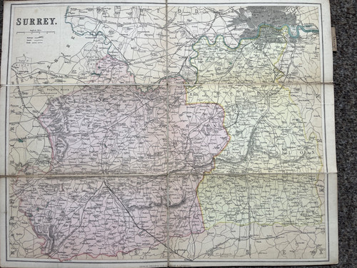 Antike surrey karte - karte, 1870